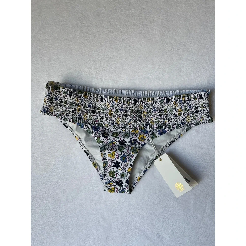 Tory Burch Costa Hipster Sz XS Love Floral  Bikini Bottom Ruffle Swimwear NEW